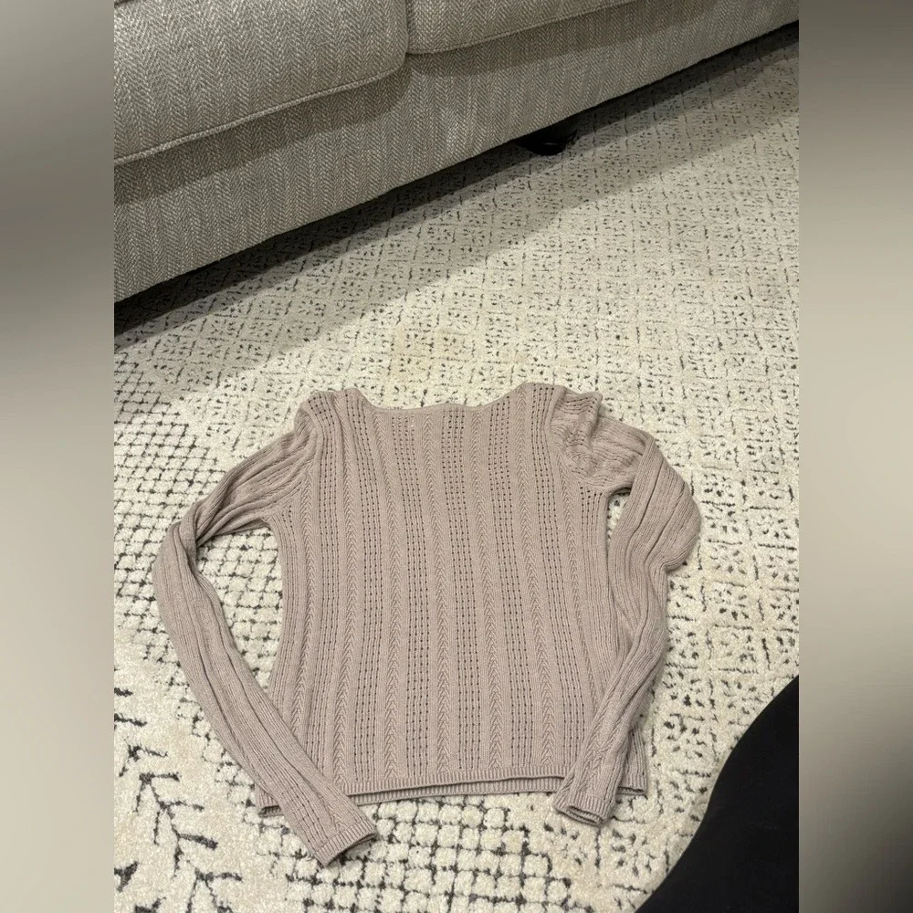 Hollister Pointelle Cable Knit Scoop Neck sweater‎ - Taupe - Size M